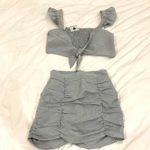 Blue and white checkered two piece. Perfect for Halloween or festival